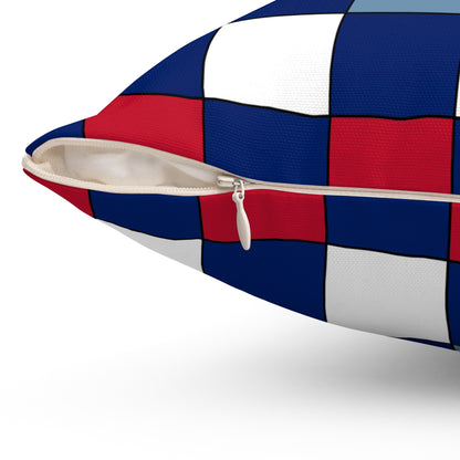 Falkland Islands Retro Check Cushion Pillow