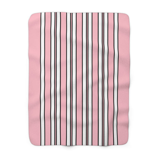 Pink, White Retro Stripes Blanket Throw
