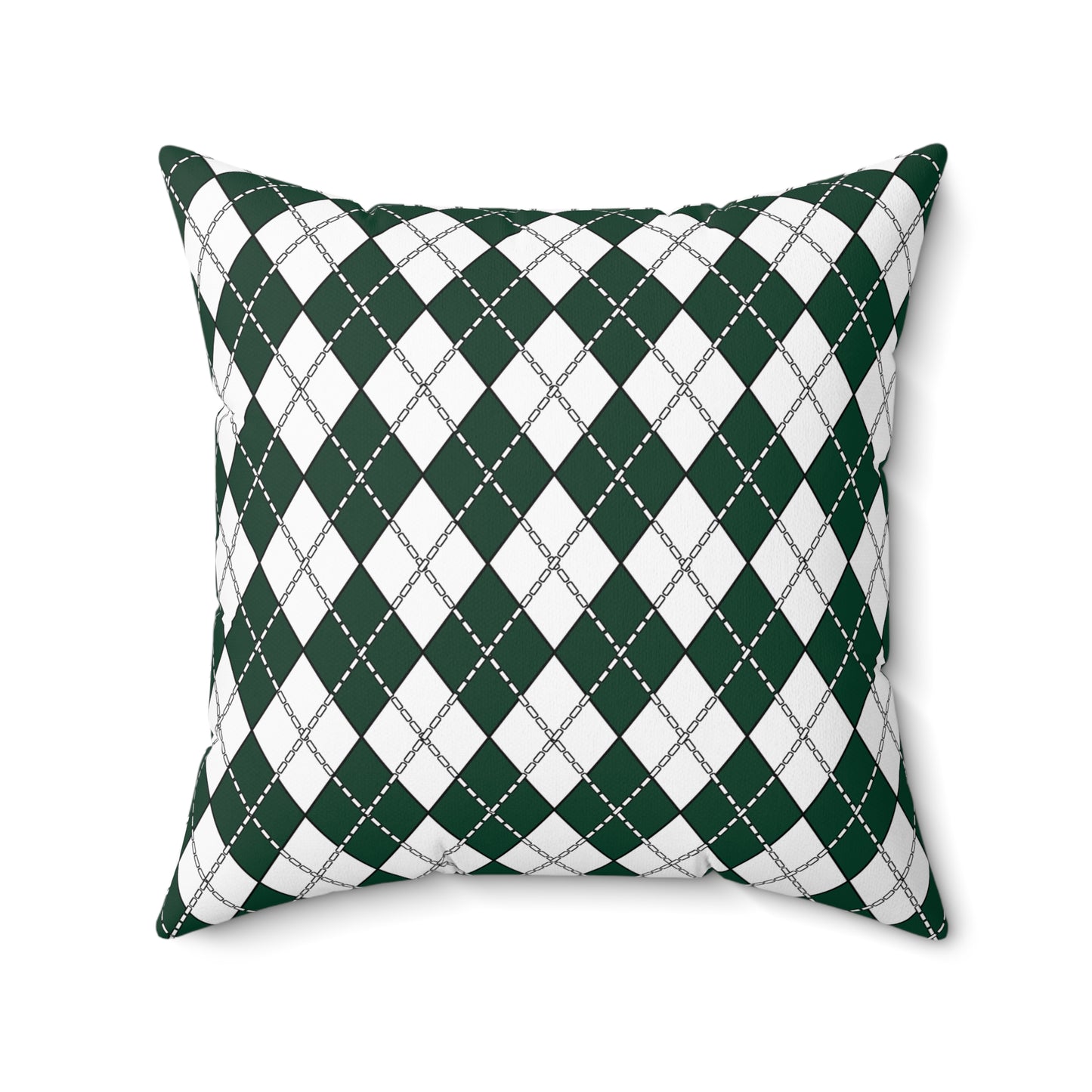 Dark Green, White Retro Argyle Cushion Pillow