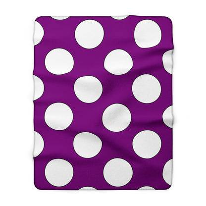 Purple, White Retro Polka Dots Blanket Throw