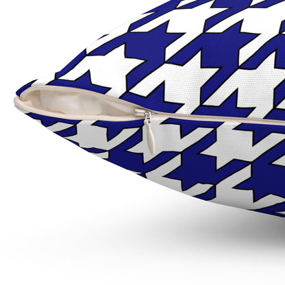 Navy Blue, White Retro Houndstooth Cushion Pillow