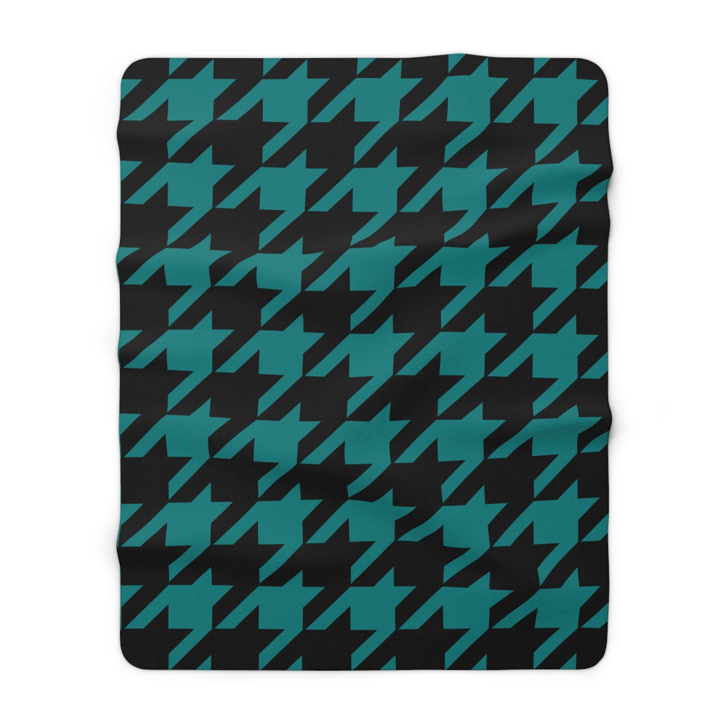 Teal, Black Retro Houndstooth Blanket Throw