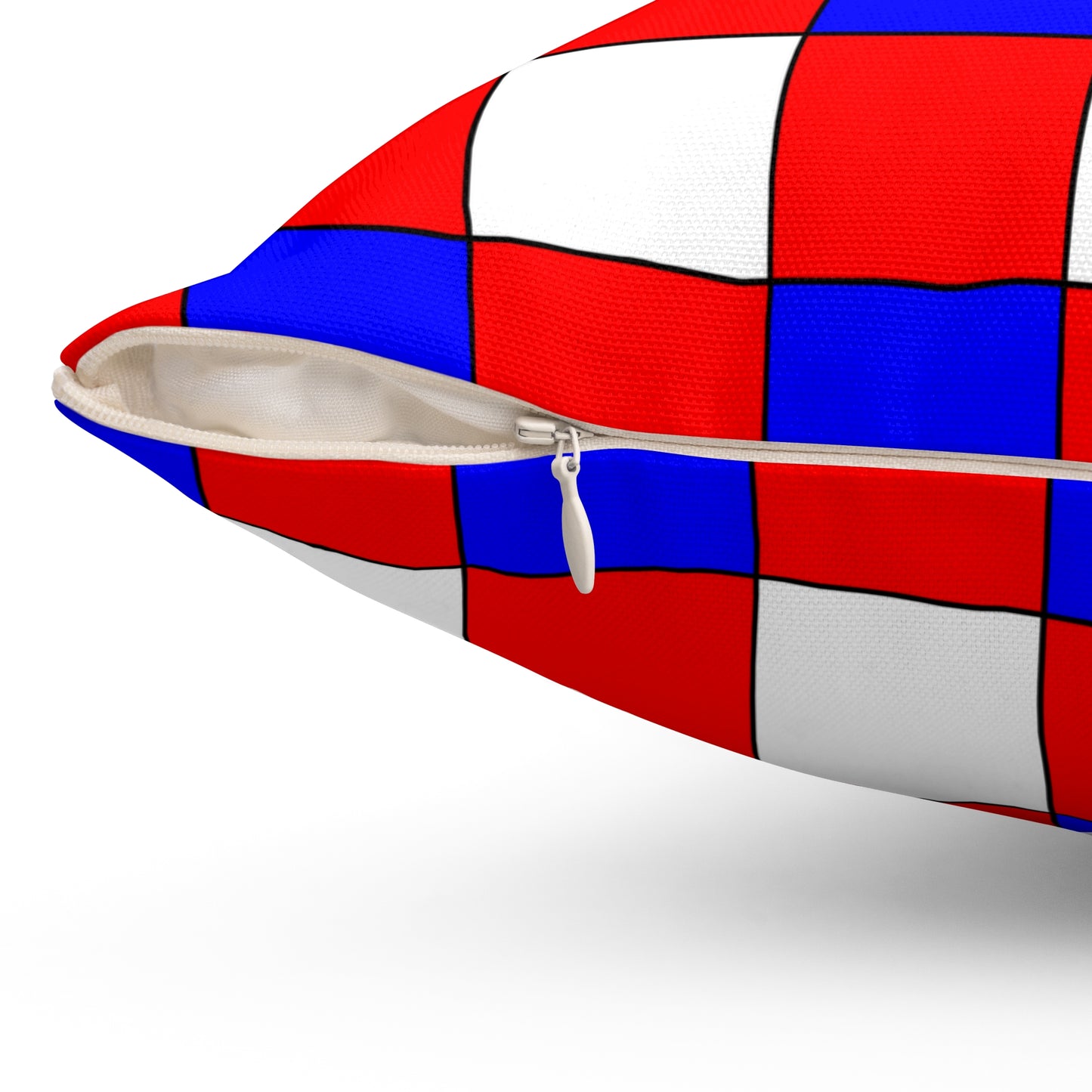 Red, White, Blue Retro Check Cushion Pillow