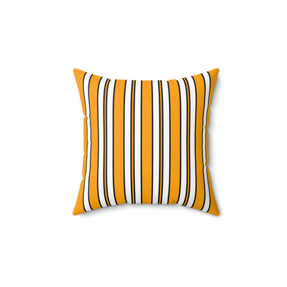 Orange, White Retro Stripes Cushion Pillow