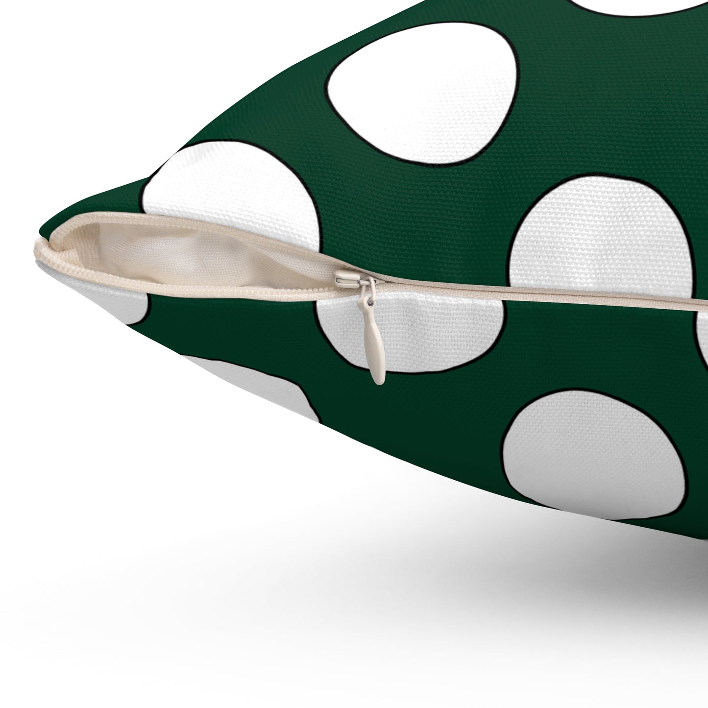 Dark Green, White Retro Polka Dots Cushion Pillow