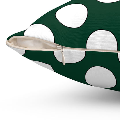 Dark Green, White Retro Polka Dots Cushion Pillow