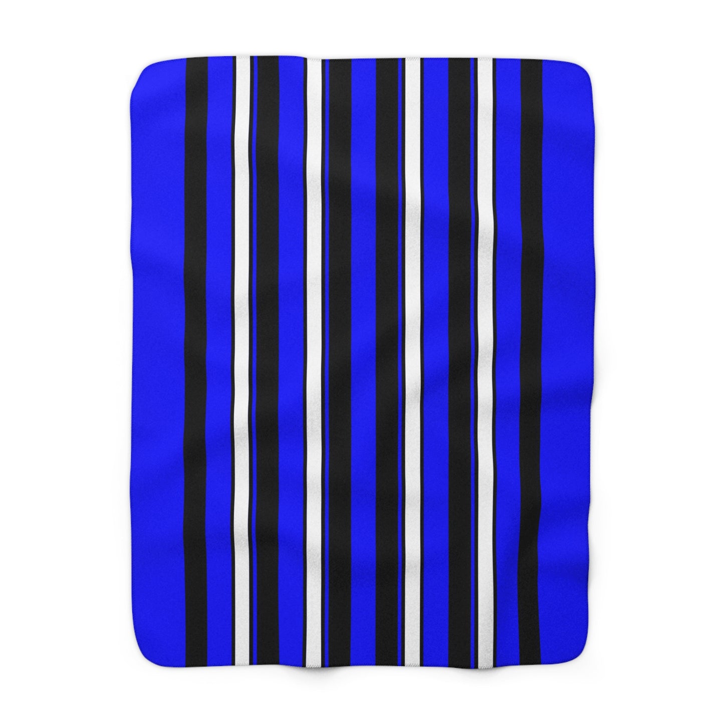 Blue, Black, White Retro Stripes Blanket Throw
