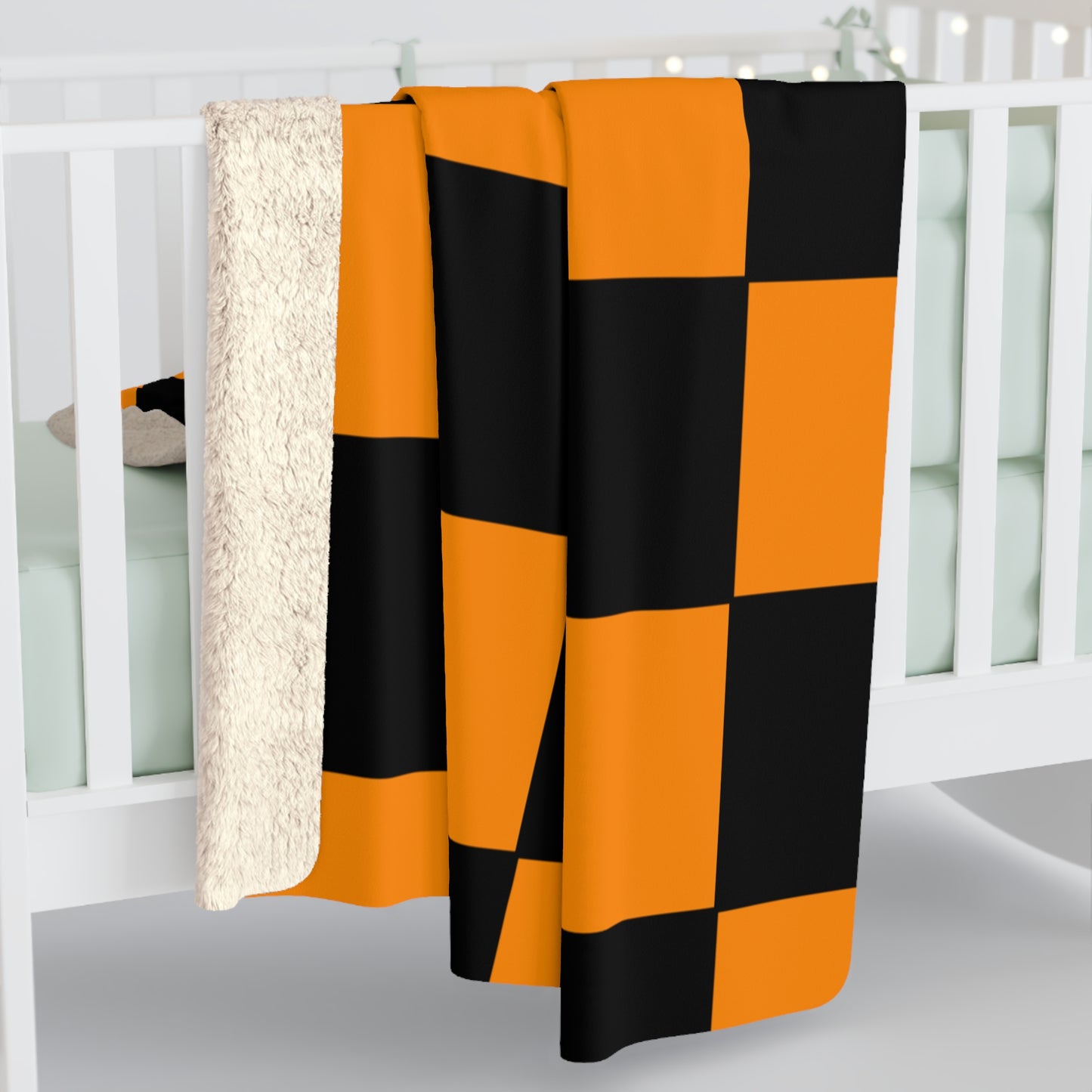 Dark Orange, Black Retro Check Blanket Throw