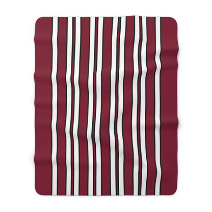 Claret, White Retro Stripes Blanket Throw