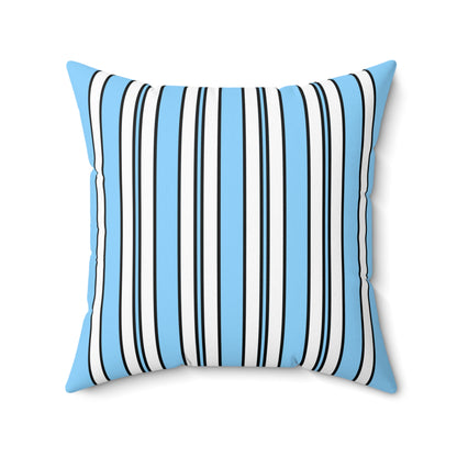 Light Blue, White Retro Stripes Cushion Pillow
