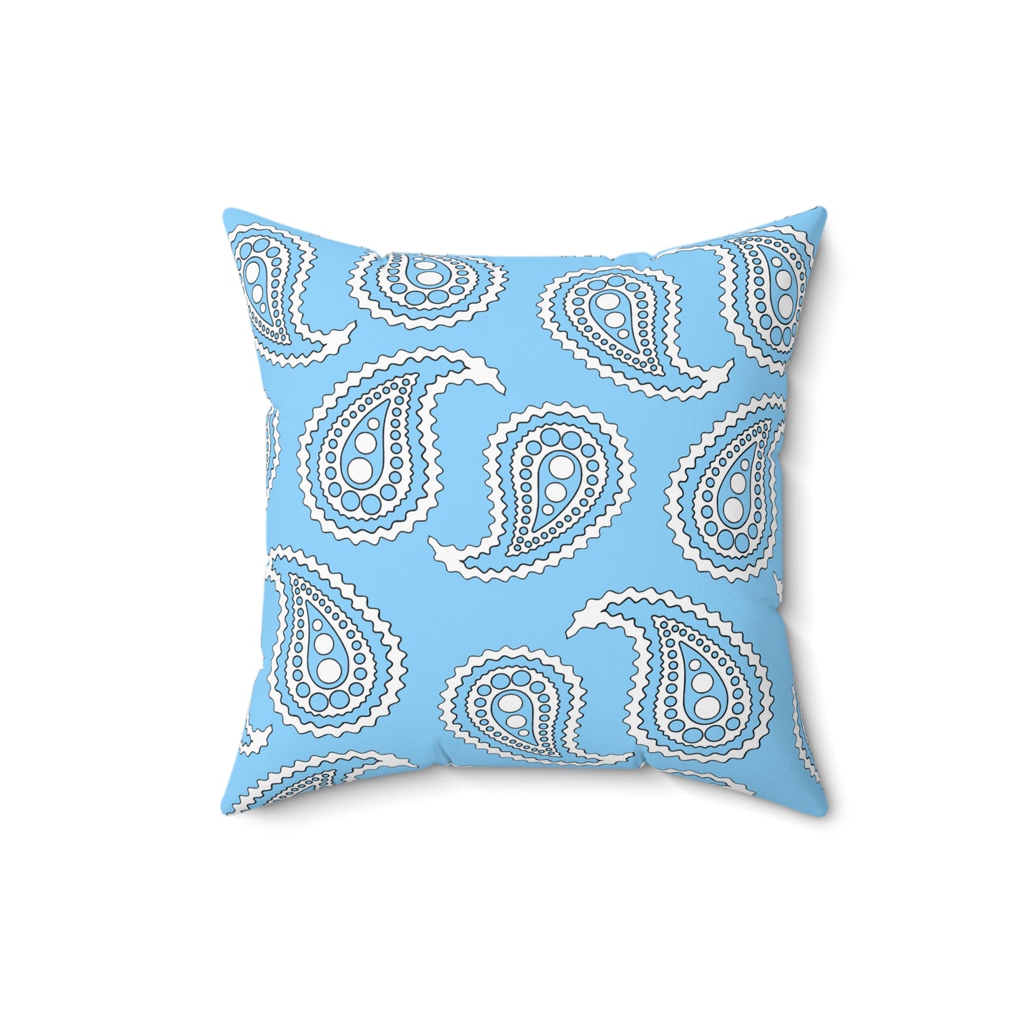 Light Blue, White Retro Paisley Cushion Pillow