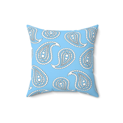 Light Blue, White Retro Paisley Cushion Pillow