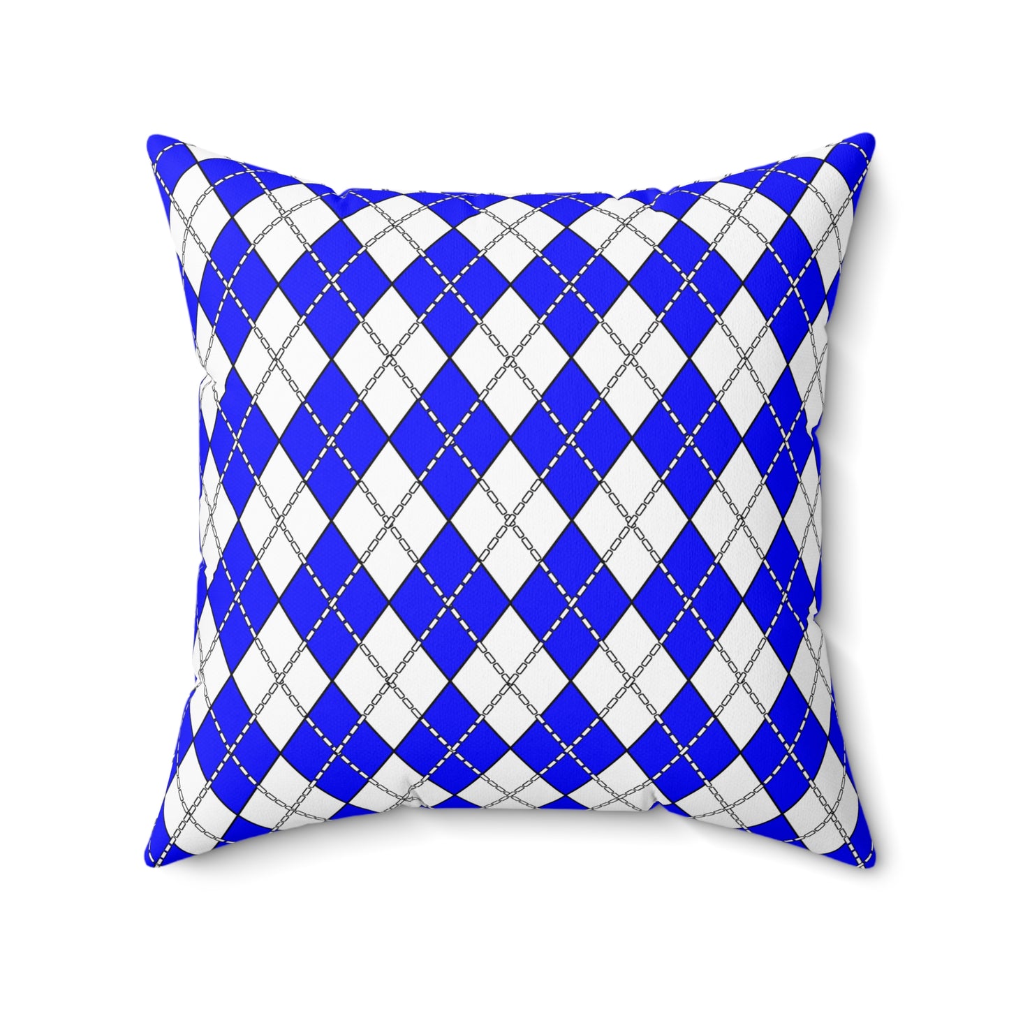Blue, White Retro Argyle Cushion Pillow