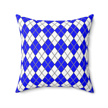 Blue, White Retro Argyle Cushion Pillow