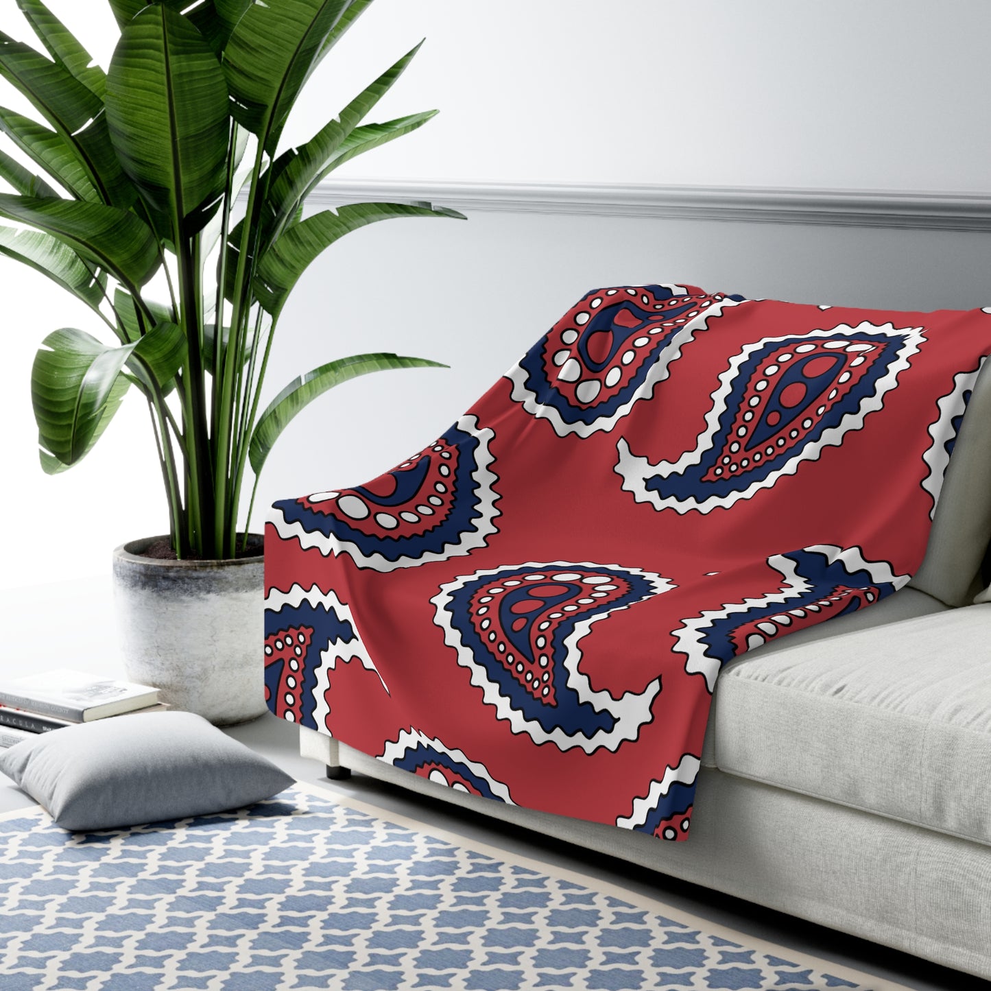 United States Minor Outlying Islands Retro Paisley Blanket Throw