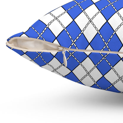 Royal Blue, White Retro Argyle Cushion Pillow