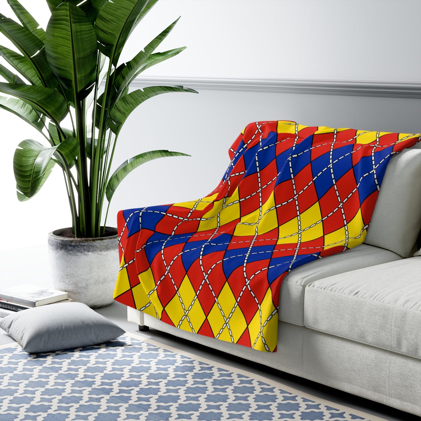 Romania Retro Argyle Blanket Throw