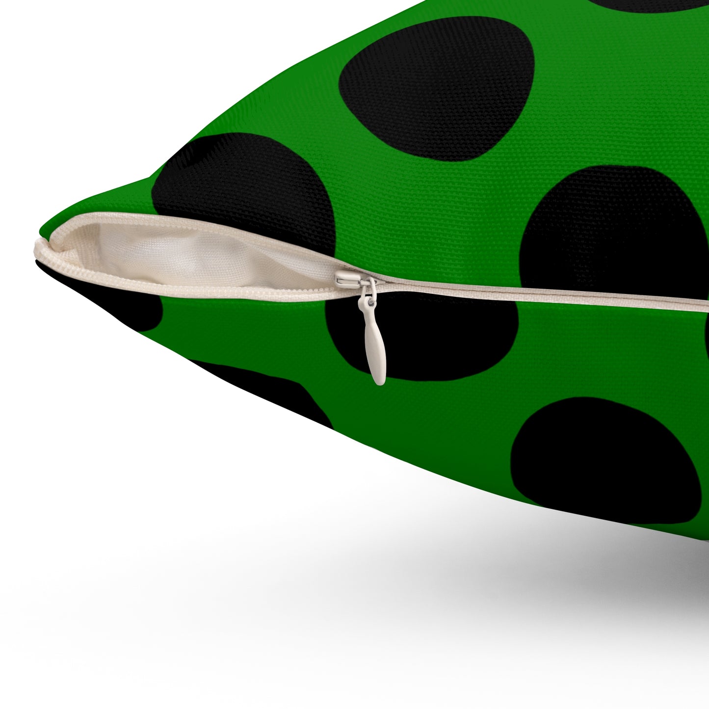 Green, Black Retro Polka Dots Cushion Pillow