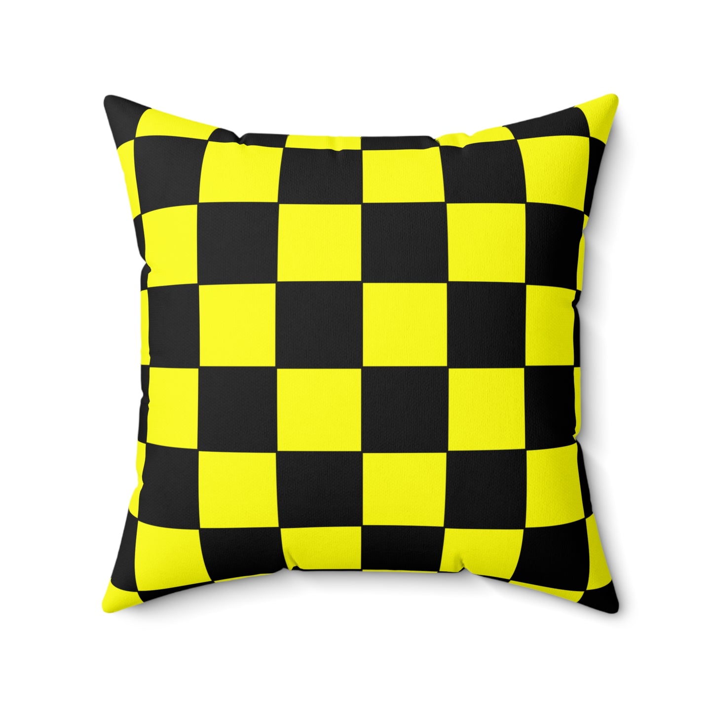 Yellow, Black Retro Check Cushion Pillow