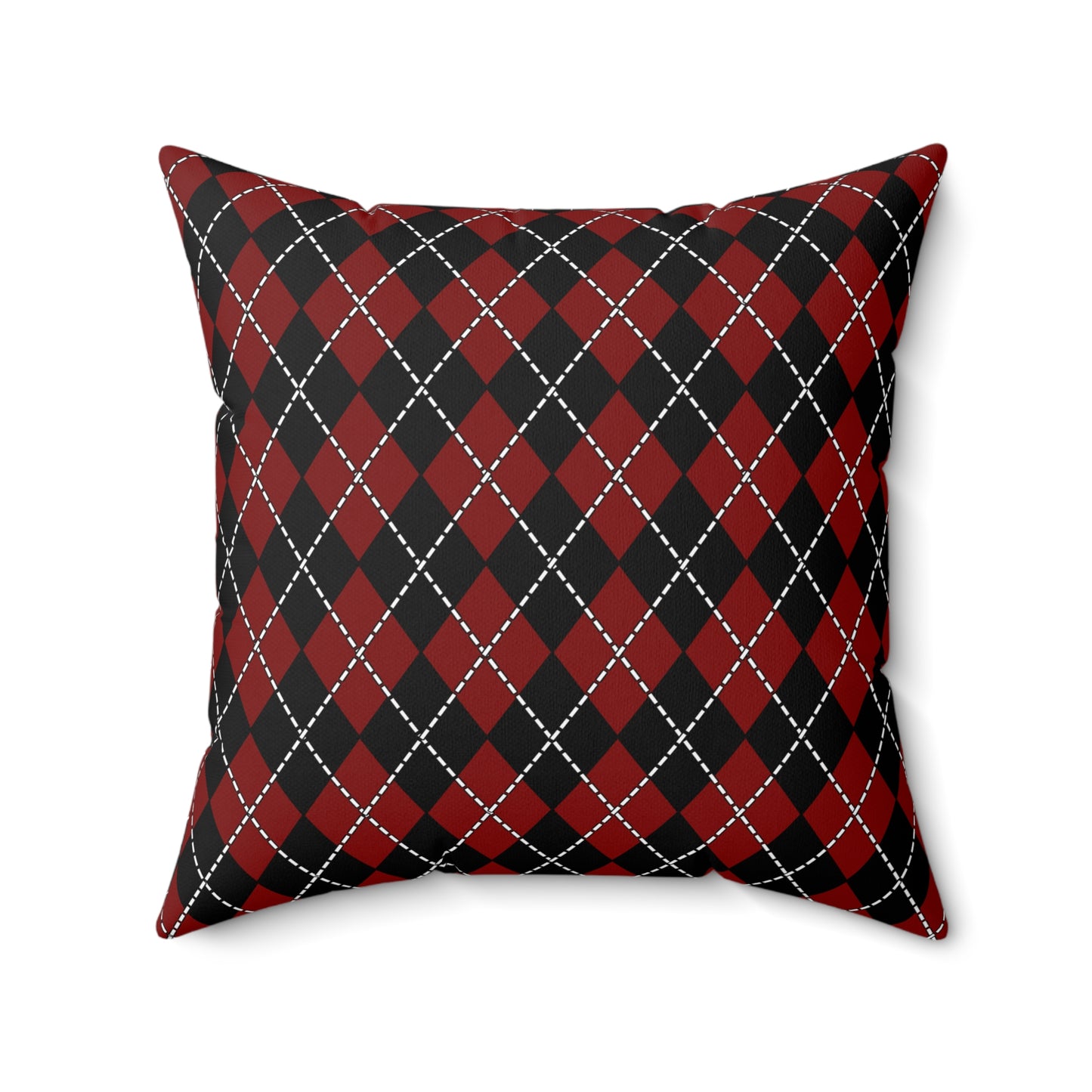Maroon, Black Retro Argyle Cushion Pillow