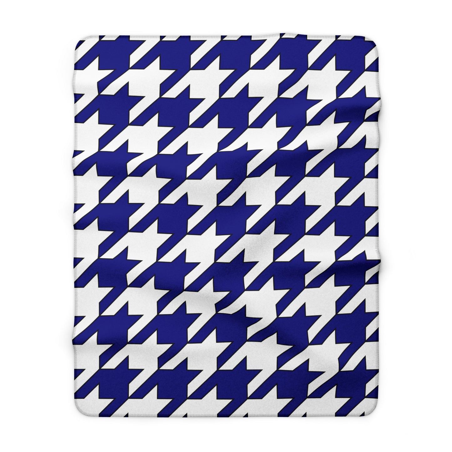 Navy Blue, White Retro Houndstooth Blanket Throw