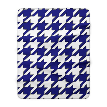 Navy Blue, White Retro Houndstooth Blanket Throw