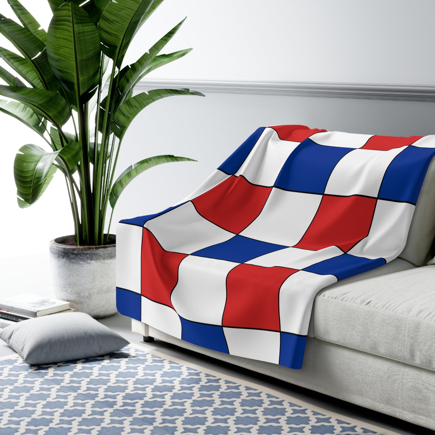 Faroe Islands Retro Check Blanket Throw