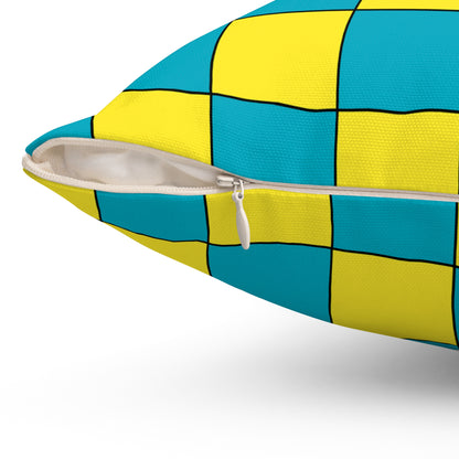 Kazakhstan Retro Check Cushion Pillow