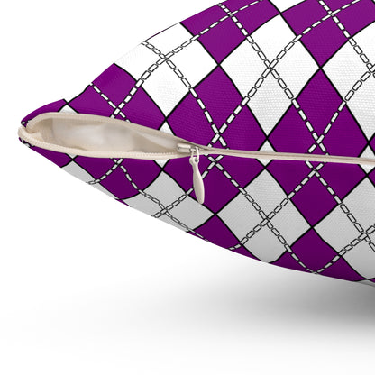 Purple, White Retro Argyle Cushion Pillow