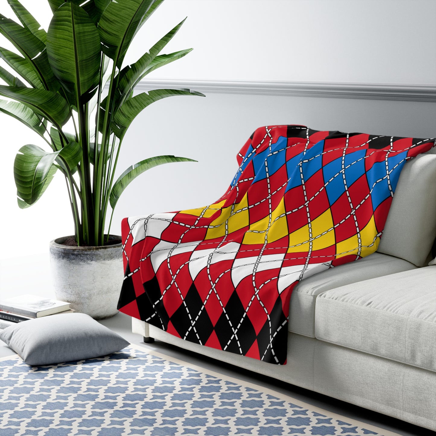 Antigua And Barbuda Retro Argyle Blanket Throw