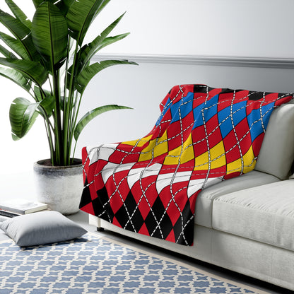 Antigua And Barbuda Retro Argyle Blanket Throw