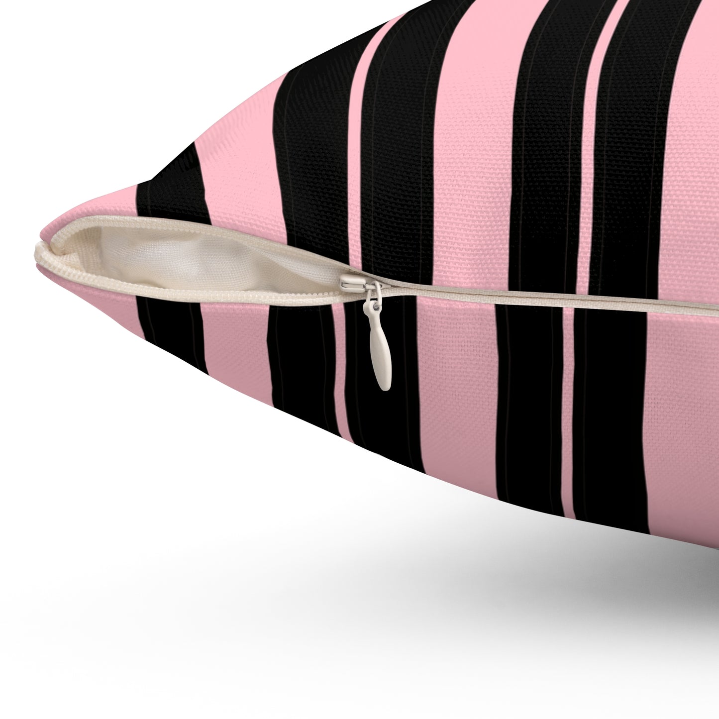 Pink, Black Retro Stripes Cushion Pillow