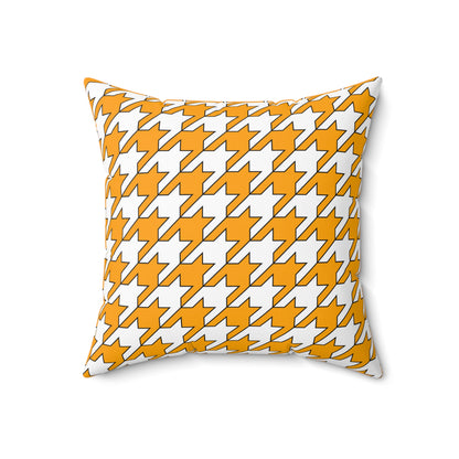 Orange, White Retro Houndstooth Cushion Pillow