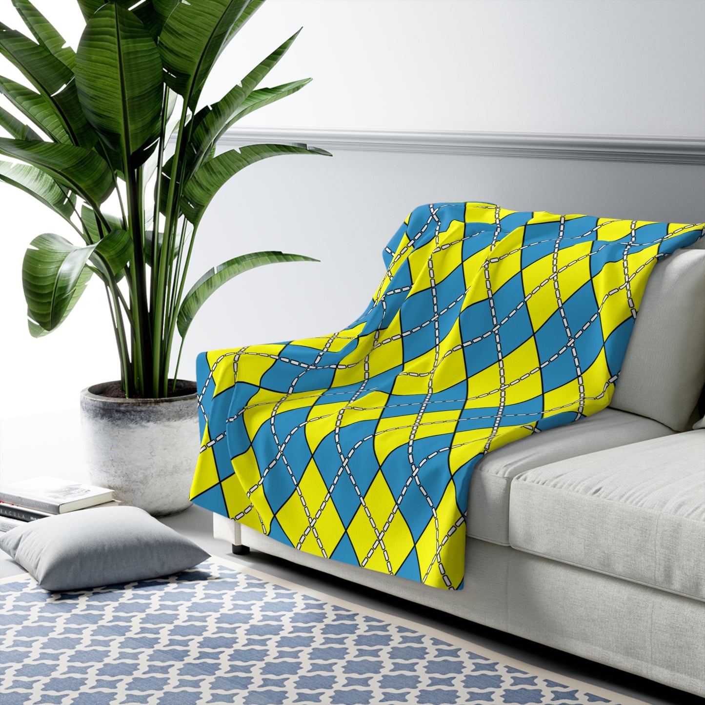 Aruba Retro Argyle Blanket Throw