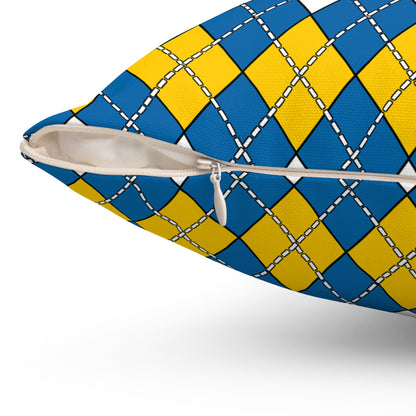 Canary Islands Retro Argyle Cushion Pillow