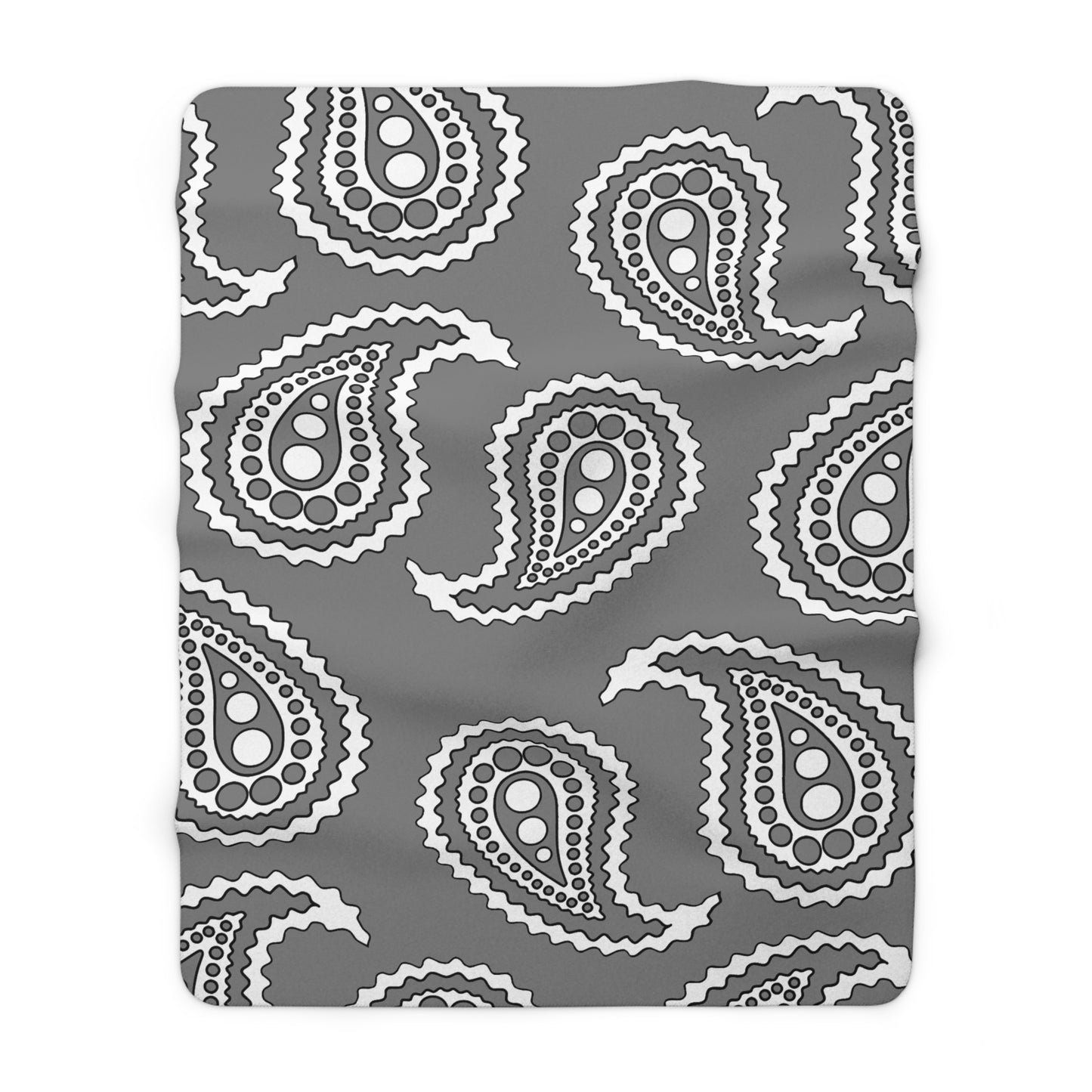 Grey, White Retro Paisley Blanket Throw