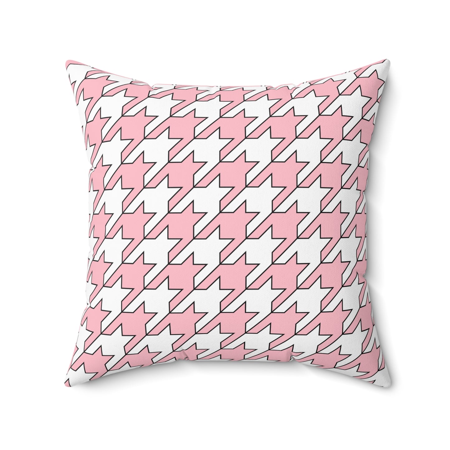Pink, White Retro Houndstooth Cushion Pillow