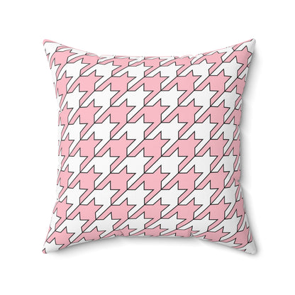 Pink, White Retro Houndstooth Cushion Pillow
