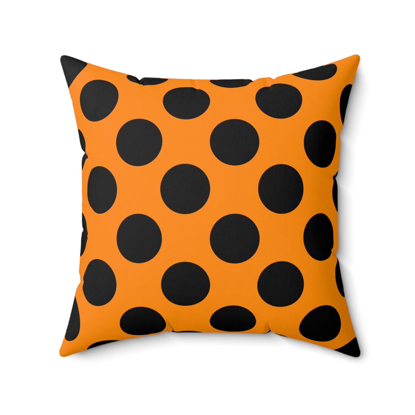 Dark Orange, Black Retro Polka Dots Cushion Pillow