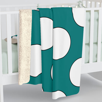Teal, White Retro Polka Dots Blanket Throw
