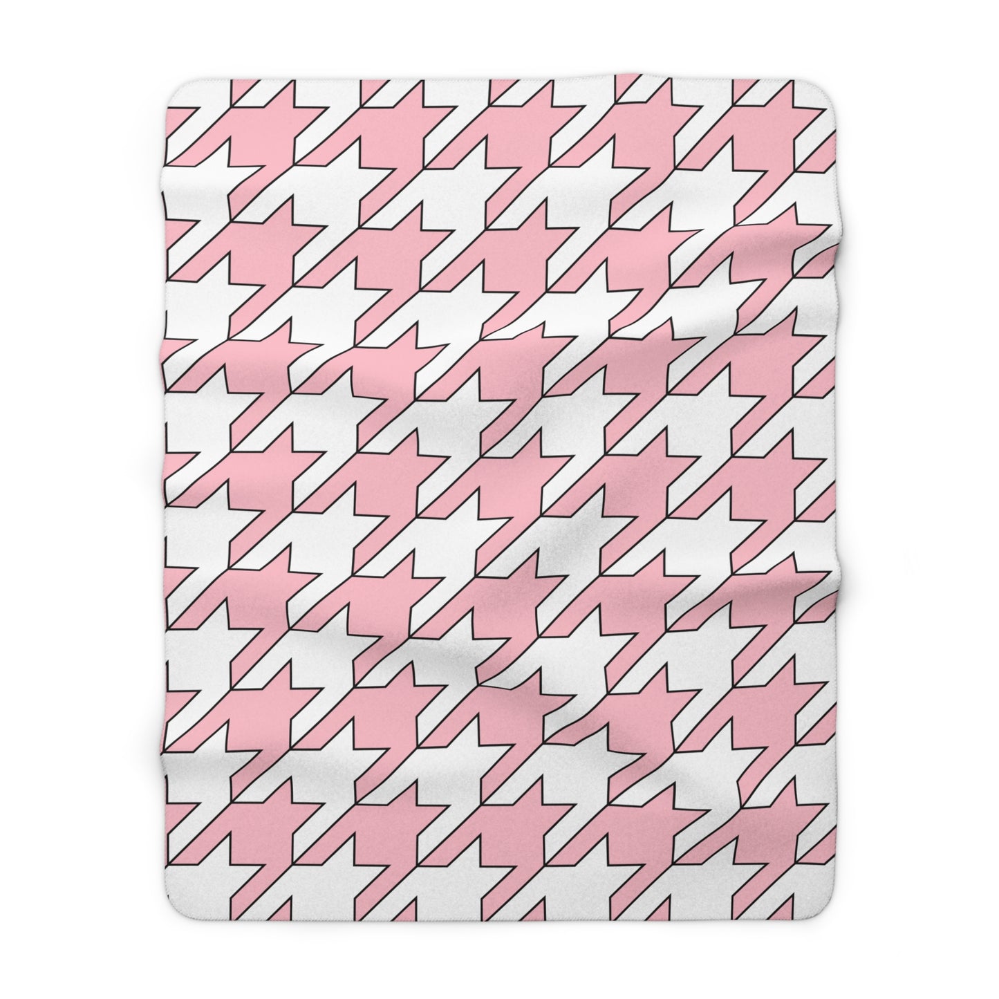 Pink, White Retro Houndstooth Blanket Throw