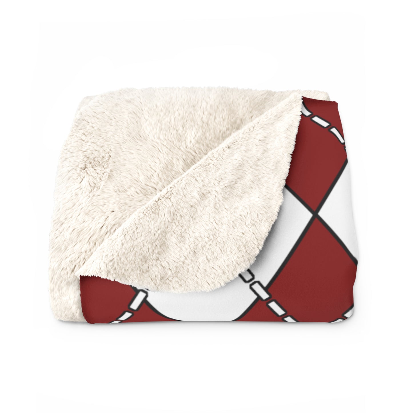 Dark Red, White Retro Argyle Blanket Throw