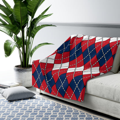 Dominican Republic Retro Argyle Blanket Throw