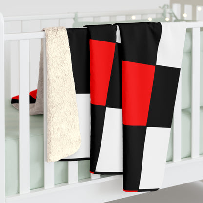 Black, White, Red Retro Check Blanket Throw