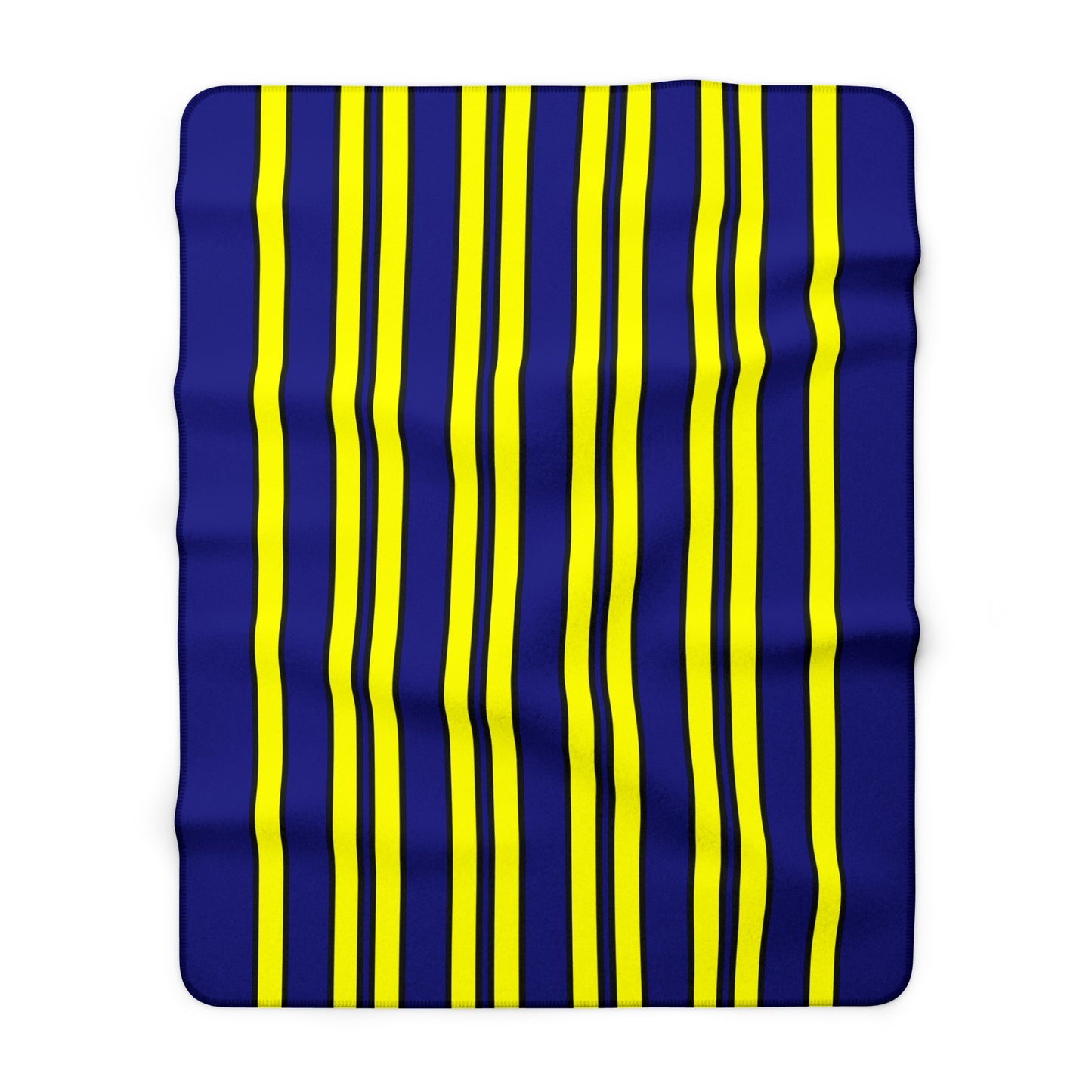 Navy Blue, Yellow Retro Stripes Blanket Throw