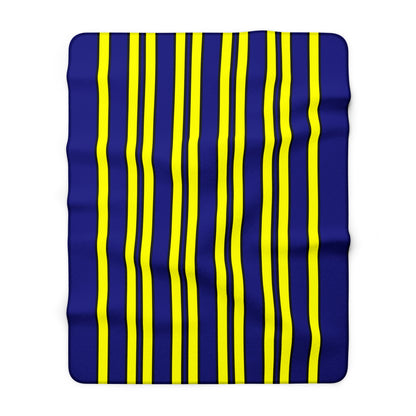 Navy Blue, Yellow Retro Stripes Blanket Throw