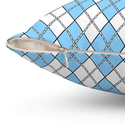 Light Blue, White Retro Argyle Cushion Pillow