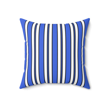 Royal Blue, White Retro Stripes Cushion Pillow