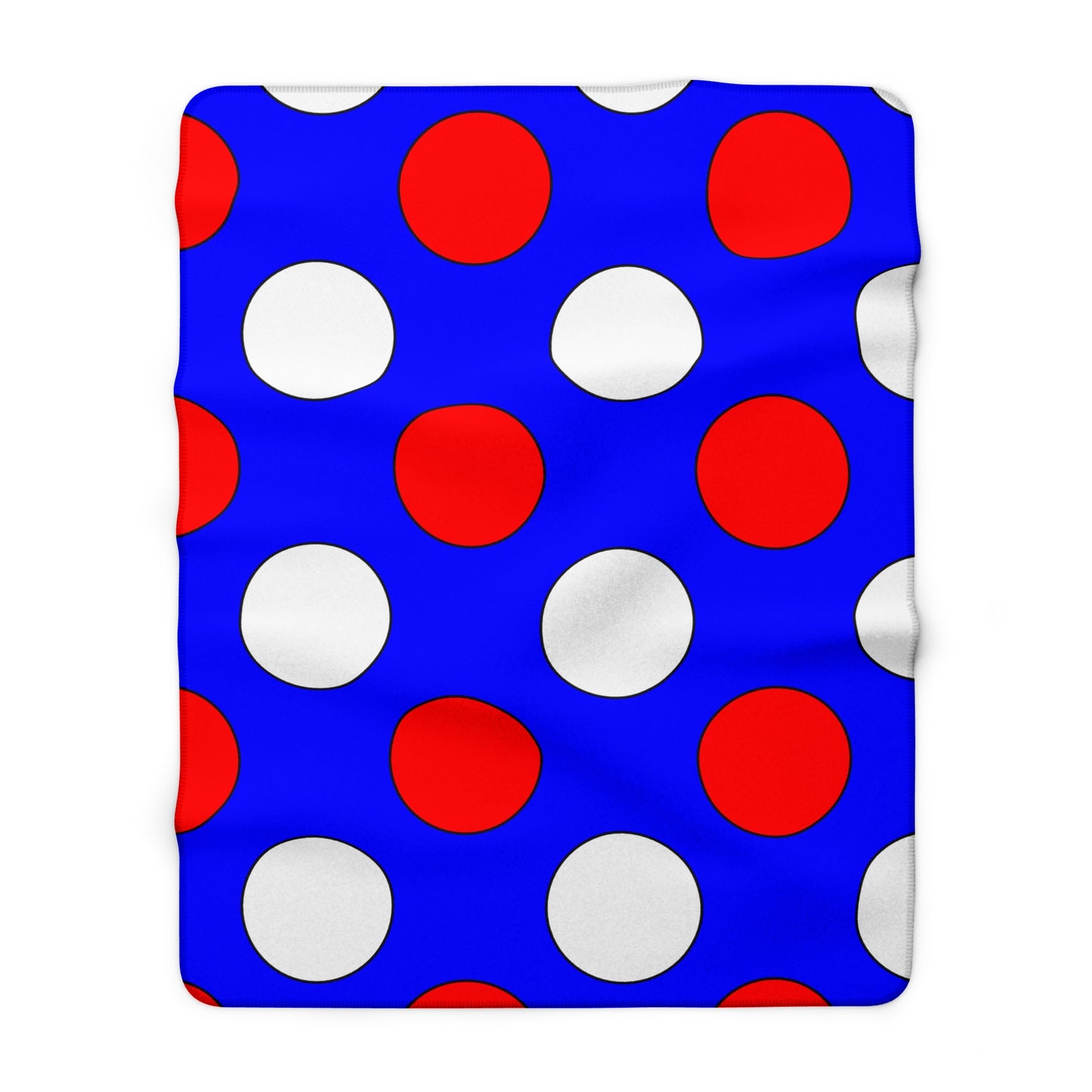 Blue, White, Red Retro Polka Dots Blanket Throw