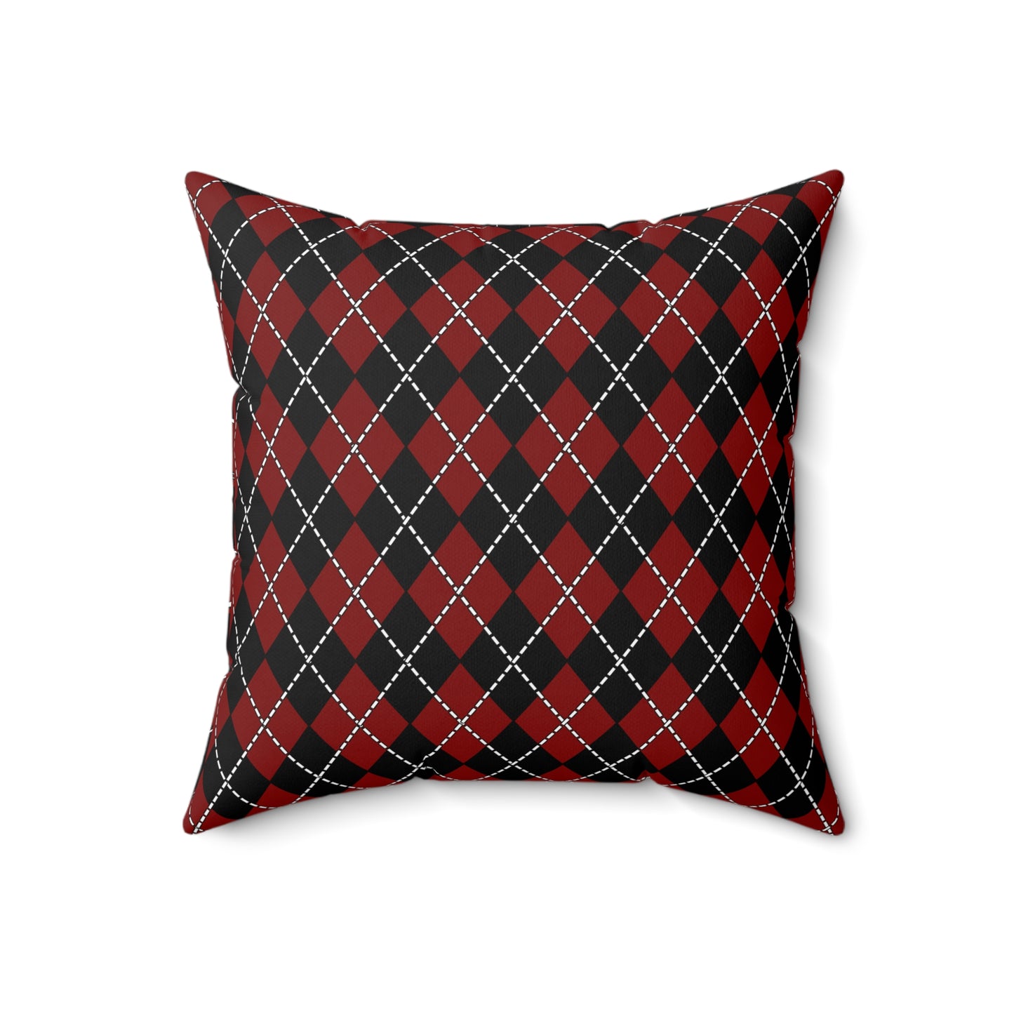 Maroon, Black Retro Argyle Cushion Pillow